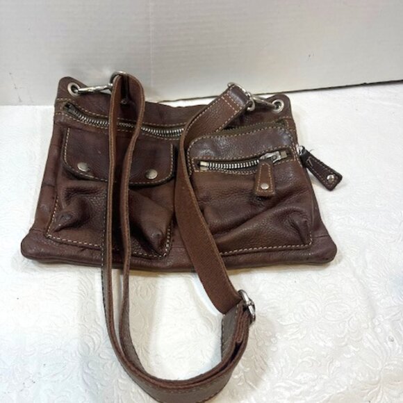 VTG Fossil Sutter Multi-Pocket Messenger Crossbody Pebbled Finish Leather Bag - Picture 2 of 16